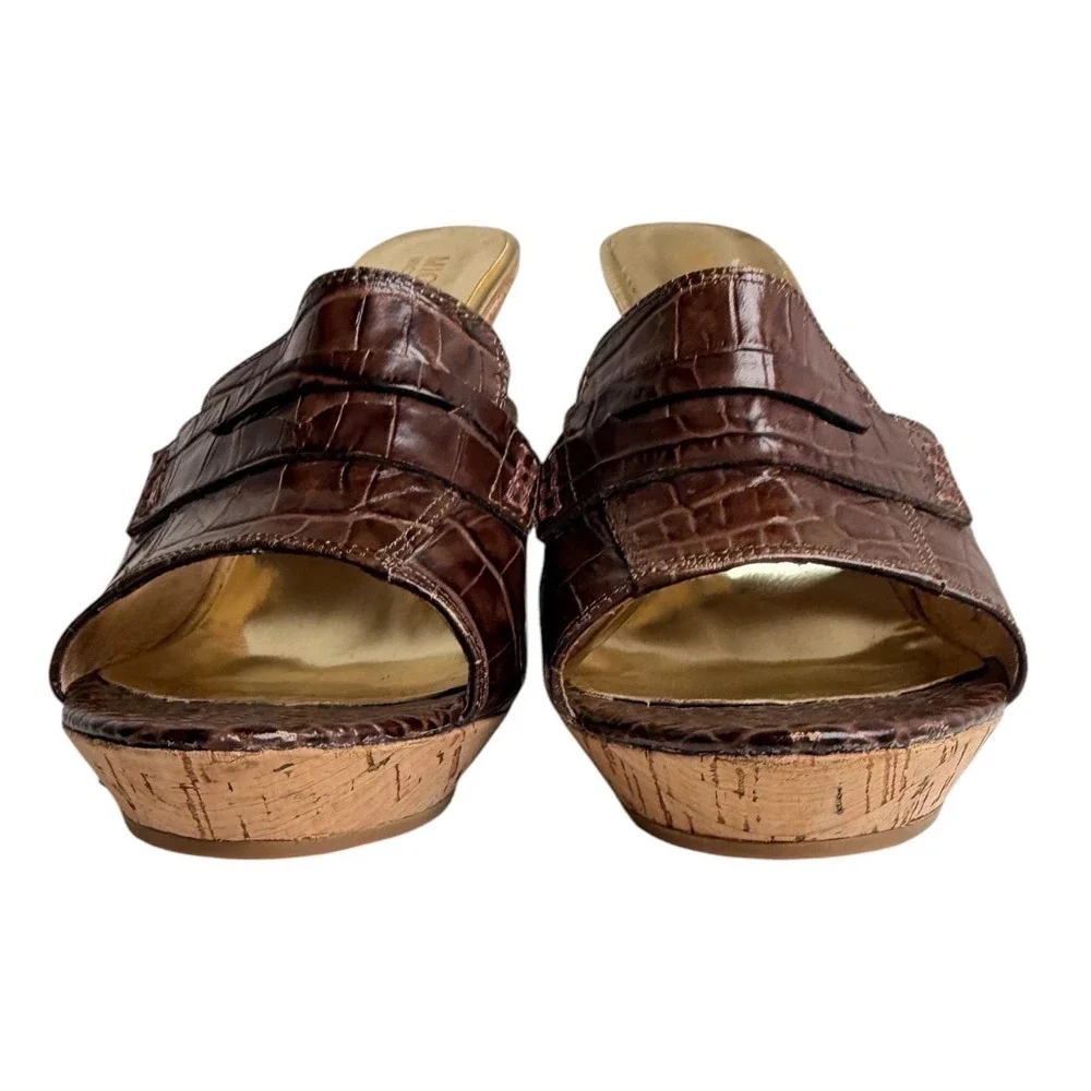 Michael Kors Camden Croc Leather Penny Loafer Mules 8.5